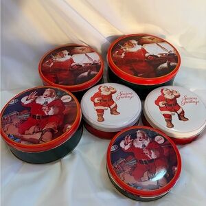 Vintae Santa Coca Cola Holiday Tin Set - 6 tins in different sizes.